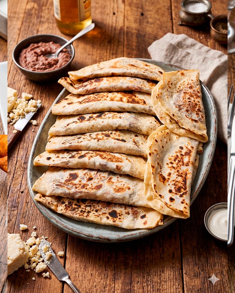 Baleadas hondureñas dobladas recién hechas en un plato